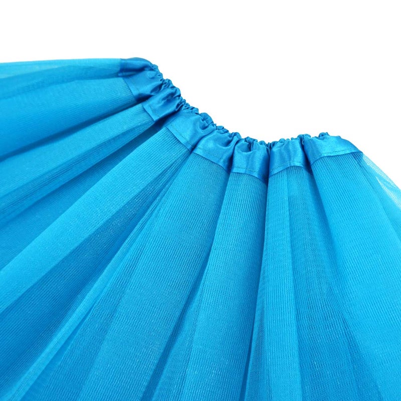 BGFKS 5 Layered Tulle Tutu Skirt for Girls with Hairbow, Ballet Dressing Up Kid Tutu Skirt (Blue, 8-15 Years Old) - Image 4